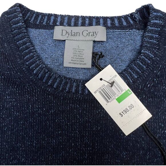 New Dylan Gray Men US L Wool Sweater Navy Blue Sweatshirt Crew Neck Long Sleeve - Picture 7 of 7